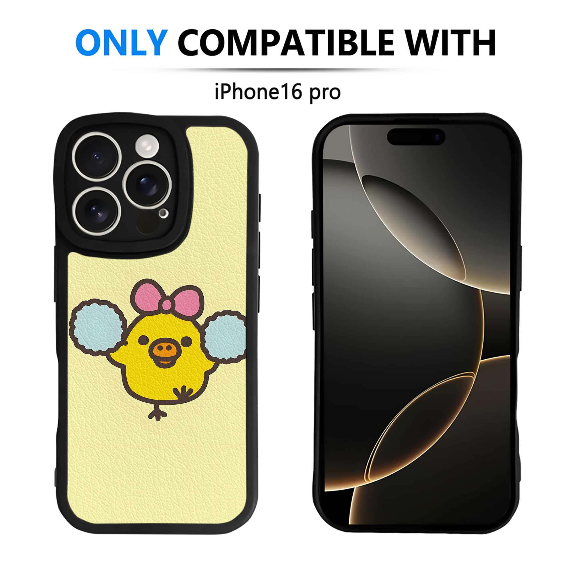 （画像用） リラックマ リラックマ キイロイトリ Rilakkuma Korilakkuma Kiiroitori 【iPhone 16シリーズ対応】シリコンスマホケース（レザー調） 材質：シリコン
